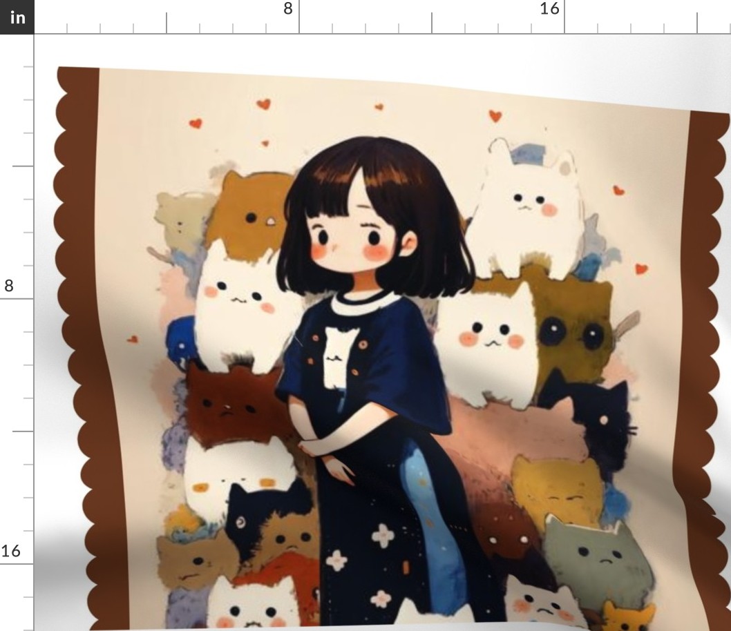 anime arth - i love cat - kawai- cat miaw - cat family portrait