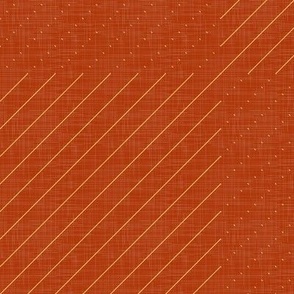 Yellow Stitches on Rust - Minimalist Geometric Texture / Large