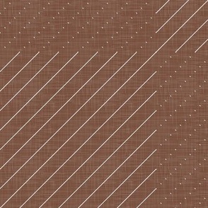 White Stitches on Vintage Sand Brown - Minimalist Geometric Texture / Large