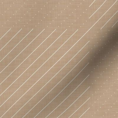 White Stitches on Light Camel - Minimalist Geometric Texture / Large