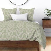 Large -  Modern abstract geo design, sage and white, art deco wallpaper and fabric