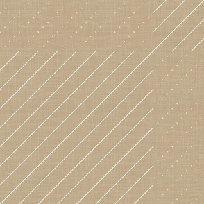 White Stitches on Sand Beige - Minimalist Geometric Texture / Large