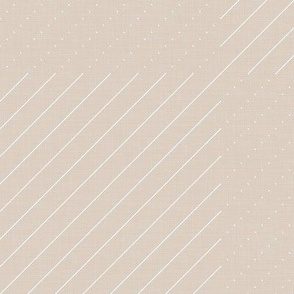 White Stitches on Creamy Beige - Minimalist Geometric Texture / Large