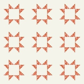 Small Star Quilt Block | Red Jungle Leaves on Cream Cheater Quilt