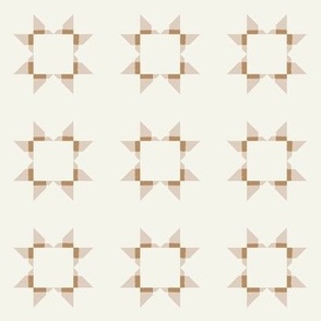 Small Star Quilt Block | Soft Earth Tones on Cream Cheater Quilt