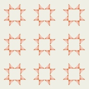 Small Star Quilt Block | Pink Terracotta on Cream Cheater Quilt