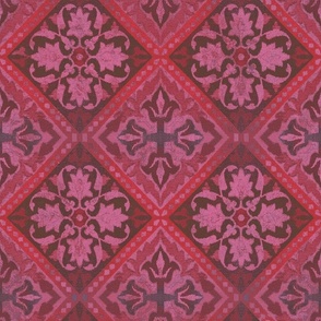 Vintage tile floor	pink red