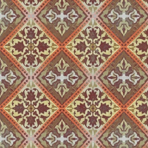 Vintage tile floor orange 
