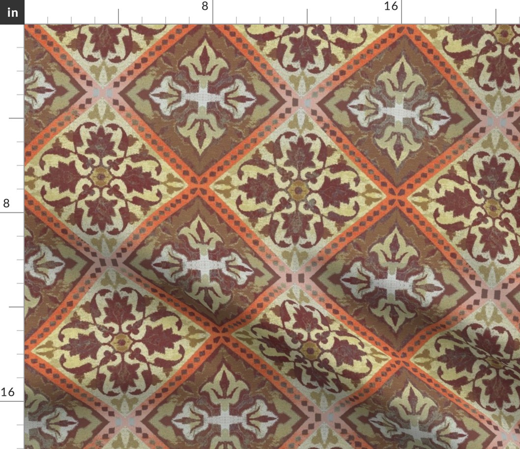 Vintage tile floor orange 