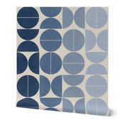 Bauhaus Balance - navy blue gradient on pale cream 