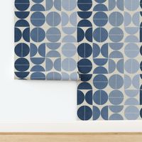 Bauhaus Balance - navy blue gradient on pale cream 