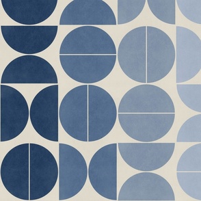 Bauhaus Balance - navy blue gradient on pale cream 