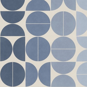 Bauhaus Balance - muted blue gradient on pale taupe