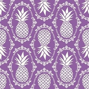 Medium Scale Pineapple Fruit Damask Ivory on Orchid (1) - Copy