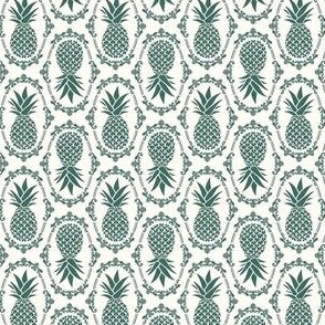 Small Scale Pineapple Fruit Damask Pine on Ivory - Copy - Copy