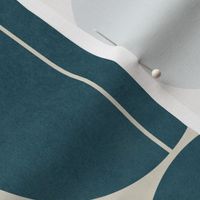 Bauhaus Balance - teal blue gradient on pale cream 