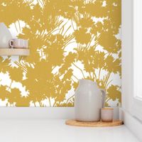 Golden Wildflowers Silhouette Luxe Serene Botanical Flower Field Tranquility Design Shadow Pattern