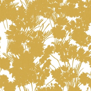 Golden Wildflowers Silhouette Luxe Serene Botanical Flower Field Tranquility Design Shadow Pattern