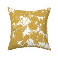 Golden Wildflowers Silhouette Luxe Serene Botanical Flower Field Design Shadow Pattern