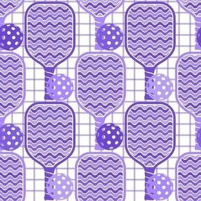 Medium Scale Pickleball Paddles and Balls in Groovy Wavy Purple