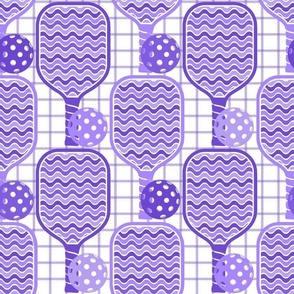 Large Scale Pickleball Paddles and Balls in Groovy Wavy Purple