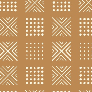 mod block print | Medium Scale | Golden orange, warm white | multidirectional geometric