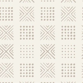 mod block print | Small Scale | Cream white, warm brown | multidirectional geometric