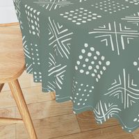 mod block print | Medium Scale | Sage Green, mint green, warm white | multidirectional geometric