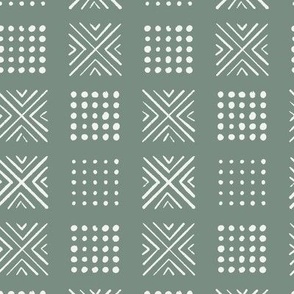mod block print | Small Scale | Sage Green, mint green, warm white | multidirectional geometric