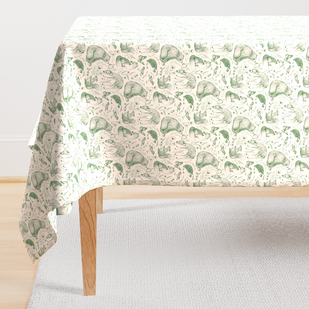 Forest Fauna Toile - moss green, small 
