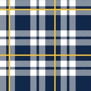 Bigger Scale Team Spirit Baseball Plaid in Milwaukee Brewers Navy Blue and Yellow Gold 