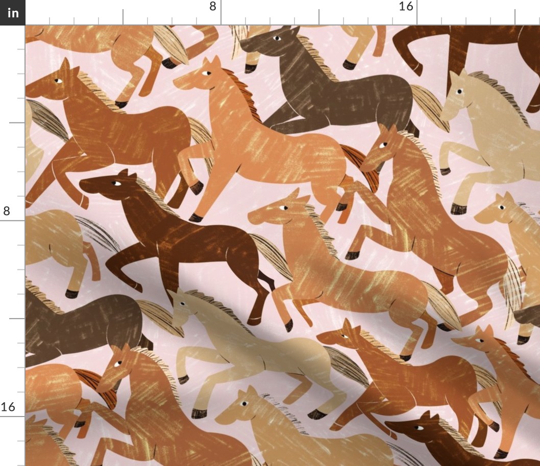 Wild Horse Herd - textured neutrals 