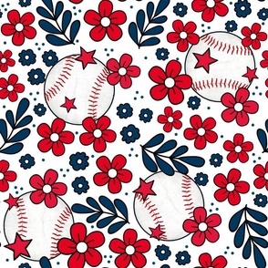 Large Scale Team Spirit Baseball Floral in Cleveland Guardians Red and Navy