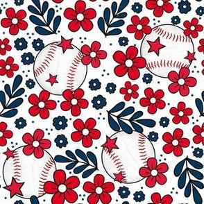 Medium Scale Team Spirit Baseball Floral in Cleveland Guardians Red and Navy