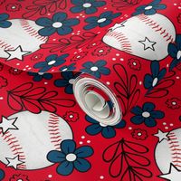 Large Scale Team Spirit Baseball Floral in Cleveland Guardians Red and Navy