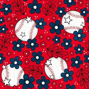 Large Scale Team Spirit Baseball Floral in Cleveland Guardians Red and Navy