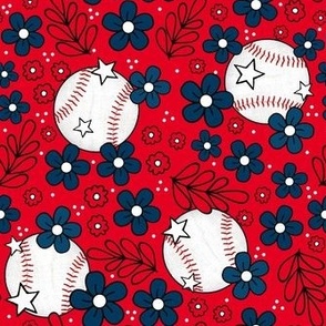 Medium Scale Team Spirit Baseball Floral in Cleveland Guardians Red and Navy