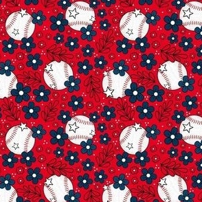 Small Scale Team Spirit Baseball Floral in Cleveland Guardians Red and Navy