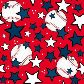 Large Scale Team Spirit Baseballs and Stars in Cleveland Guardians Red and Navy