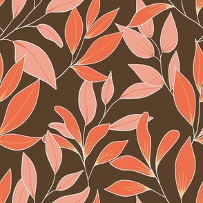 Simple Leaves - Brown +Orange + Peach (Medium)
