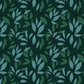 Simple Leaves -Blue + Green ( Small ) 