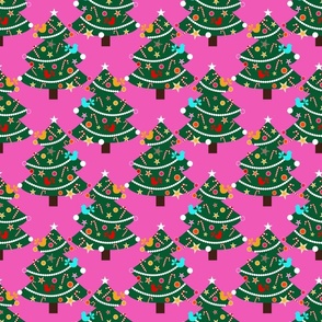 Pink  Christmas tree pattern. 