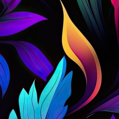 Bright Neon Floral & Leaves