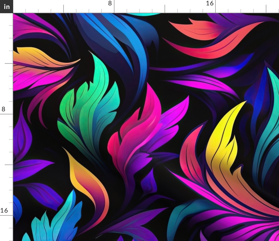 Bright Neon Floral & Leaves