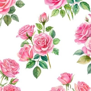 old fashioned vintage pink roses watercolor