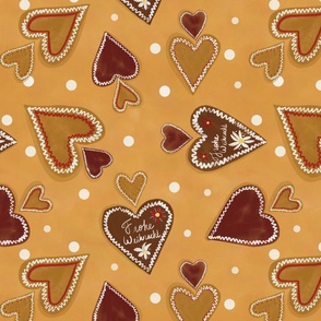Gingerbread Heart Shaped Cookies, German lebkuchen | dark background 