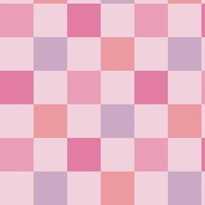 Valentines Checkerboard in pink, peach and purple
