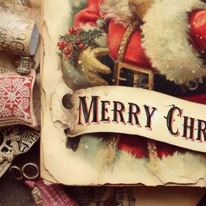 Vintage Rustic Christmas Santa Poster