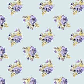 Shimmery Purple Floral on Blue