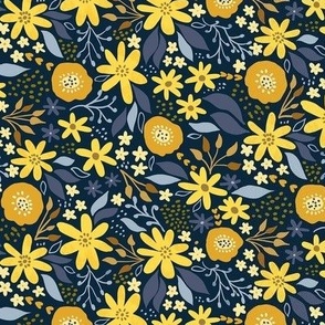 Susie Sunshine Floral on navy small scale